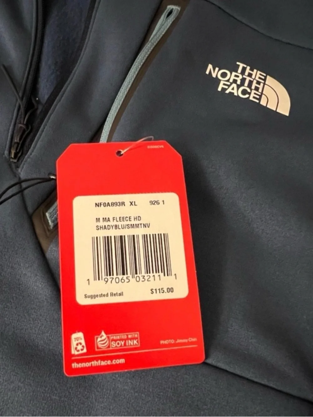 NWT North Face Men’s Mountain Athletics Full Zip Fleece Shady Blue Size XL